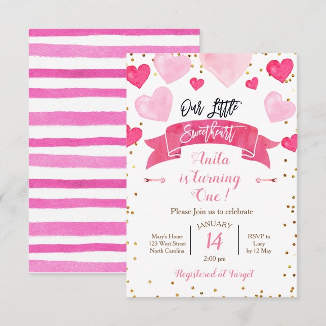 Invitation Saint-Valentin Anniversaire Notre Petit Cœur (Devant / Derrière)