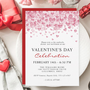 Invitation Saint Valentin avec les Coeurs rouges