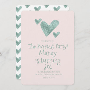 Invitation Saint Valentin Coeurs de jour Aquarelle métallique