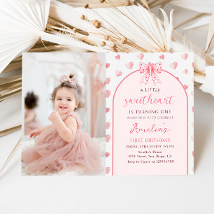 Invitation Saint-Valentin Coeurs roses Photo Anniversaire