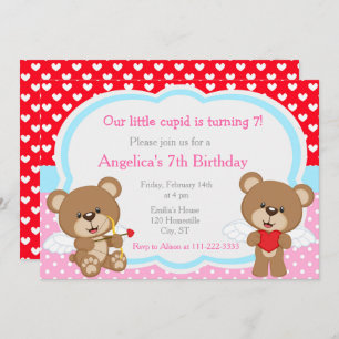 Invitation Saint Valentin Cute Cupid Ours Anniversaire
