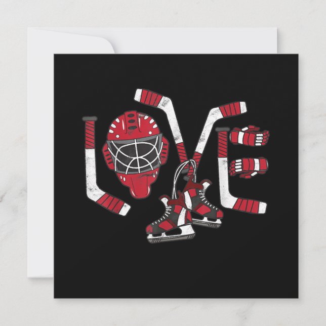Invitation Saint Valentin de hockey sur glace Amour Cadeau Mi (Devant)