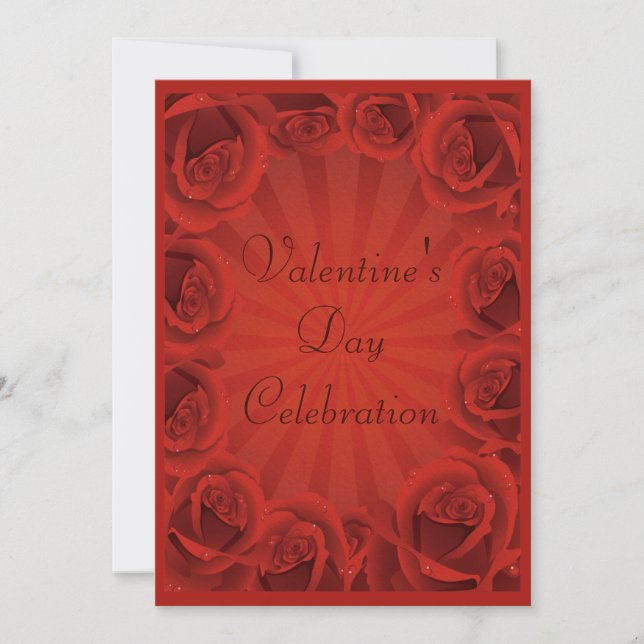 Invitation Saint Valentin des Roses Rouges romantiques (Devant)