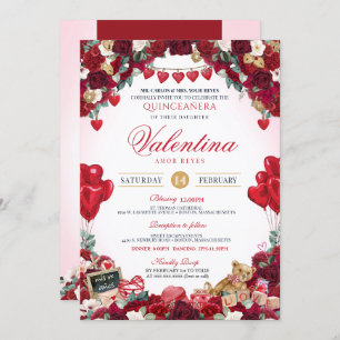 Invitation Saint Valentin Doux 15 Anniversaire Quinceanera