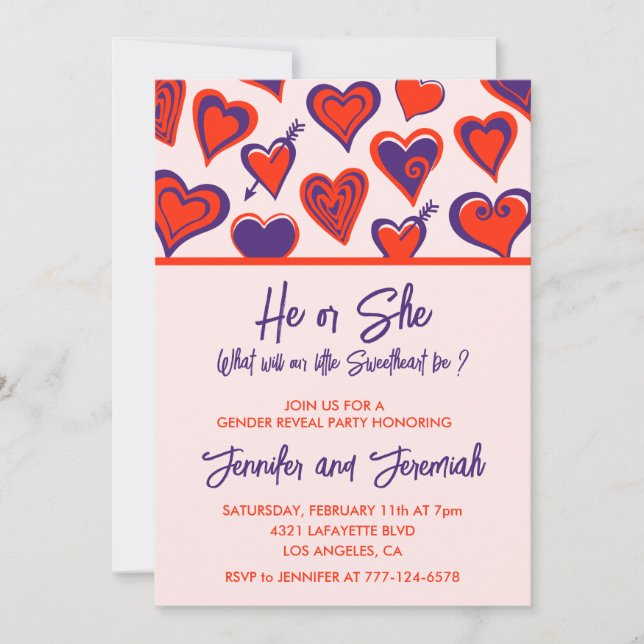 Invitation Saint Valentin genre révéler l'invitation ma chéri (Devant)