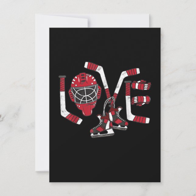Invitation Saint Valentin hockey amour cadeau mignon garçons  (Devant)