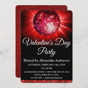 Invitation Saint-Valentin, le Red Disco Ball