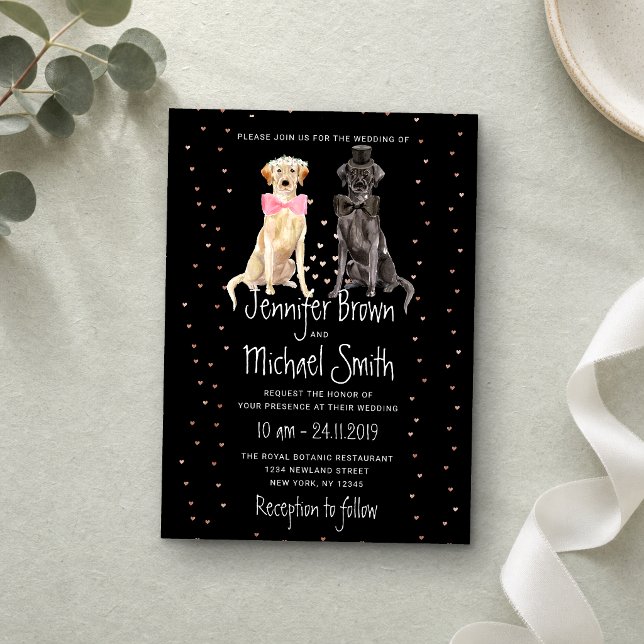 Invitation Saint-Valentin mariage retriever Labrador noir (Créateur téléchargé)