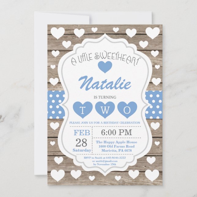 Invitation Saint-Valentin Petit Chéri Deuxième 2ème Anniversa (Devant)