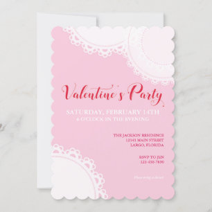 Invitation Saint Valentin Pink Doilies Party