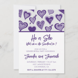 Invitation Saint-Valentin révélation du sexe chéri cœurs mign
