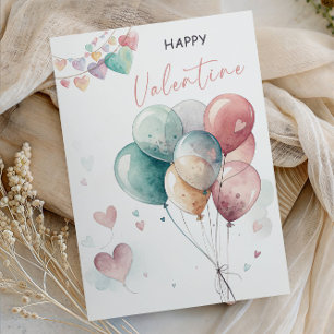 Invitation Saint-Valentin romantique avec ballons et cœurs