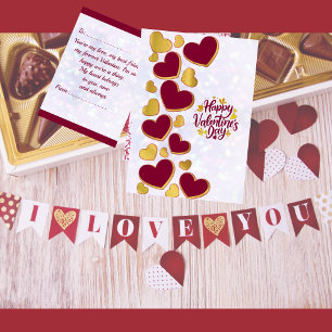 Invitation Saint-Valentin romantique Cœur en Bourgogne et O