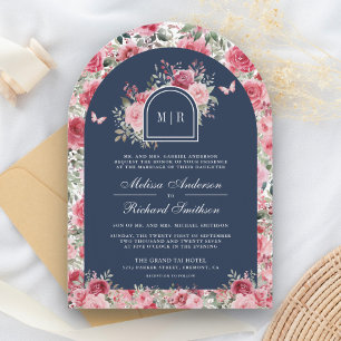 Invitation Saint Valentin rose rouge Roses papillon Mariage d