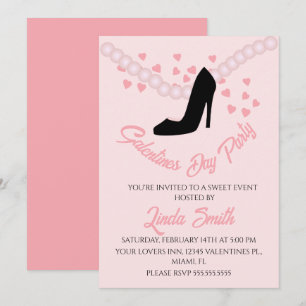 Invitation Saint-Valentin Talons Coeurs Noirs Pink