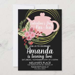 Invitation Saint Valentin Tea Party Floral Wreath