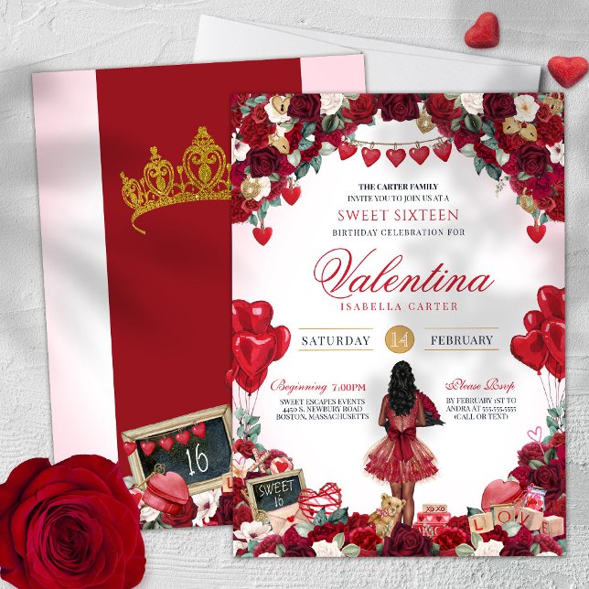 Invitation Saint Valentin Thème Sweet 16 Anniversaire (Créateur téléchargé)