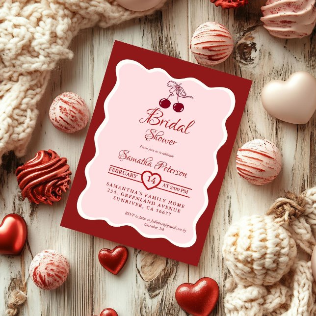 Invitation Saint-Valentin Velvet rouge noeud papillon Shower  (Créateur téléchargé)