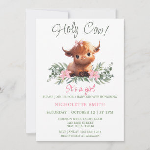 INVITATION SAINT VIN HIGHLAND MODERNE BABY SHOWER ROSE
