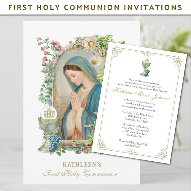 Invitation Sainte Communion catholique Eucharistie Marie-Béni (Créateur téléchargé)