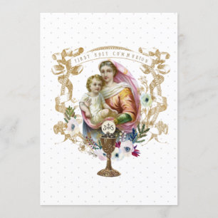 Invitation Sainte Communion catholique traditionnelle Vierge 