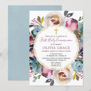 Invitation Sainte communion merlot de Bourgogne de bleu