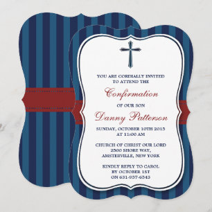 Invitation Sainte Communion Ou Confirmation De Croix Bleue Et