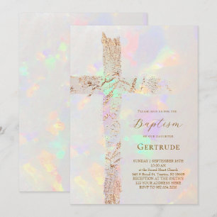 Invitation sainte croix motif opale baptême