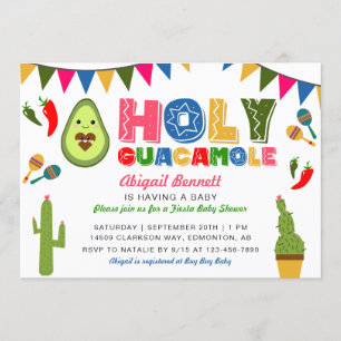 Invitation Sainte Guacamole Fiesta Baby shower Kawaii Avocado