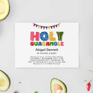 Invitation Sainte Guacamole Fiesta Baby shower Kawaii Avocado