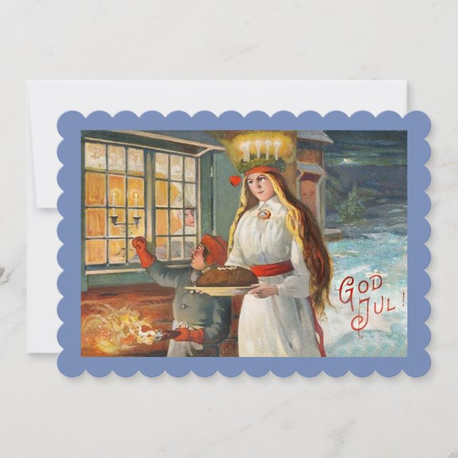 Invitation Sainte-Lucie et enfant livrant des pains au safran (Devant)