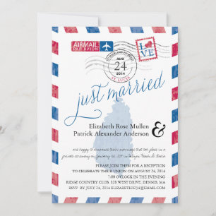 Invitation Sainte-Lucie vient de Marier Airmail Post Réceptio