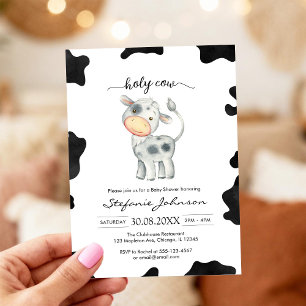 Invitation Sainte Vache Fleur Rose Baby Shower Cowgirl