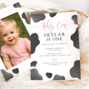 Invitation Sainte Vache Je Suis Une Fille Rose 1ère Fête d'An