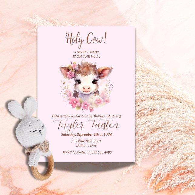 Invitation Sainte vache ! Un bébé doux est en route ! (Créateur téléchargé)