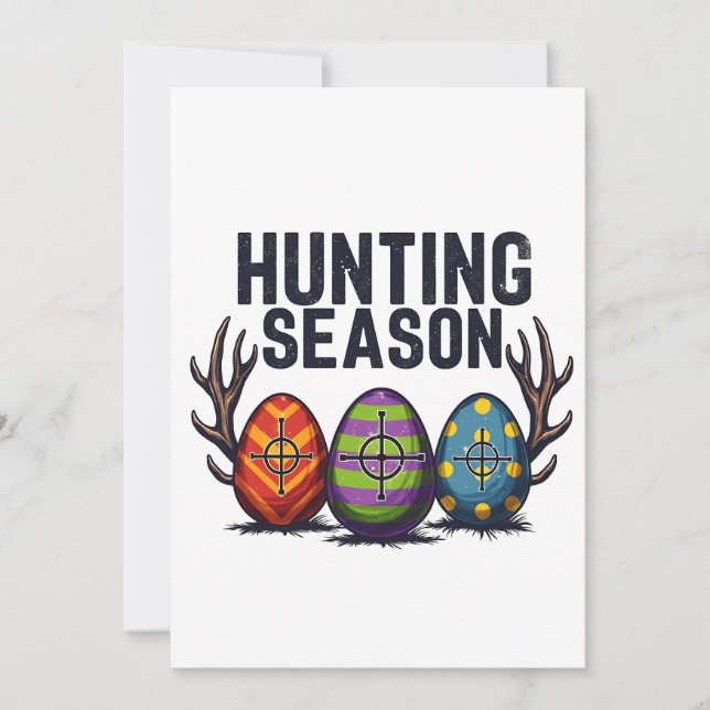 Invitation Saison Chasse Pâques Chasse Oeufs Drôle (Devant)
