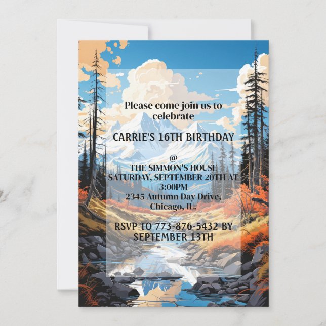 Invitation Saison d'automne en plein air fête d'anniversaire (Devant)