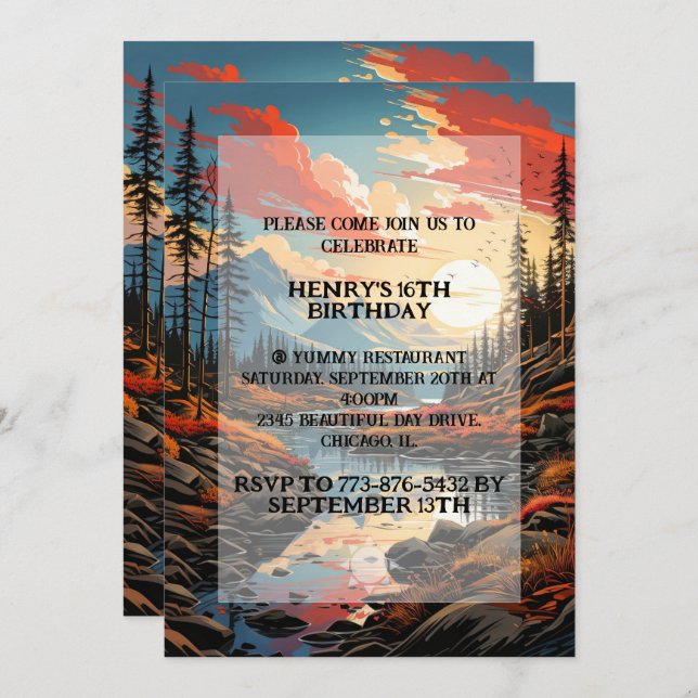 Invitation Saison d'automne en plein air fête d'anniversaire (Devant / Derrière)