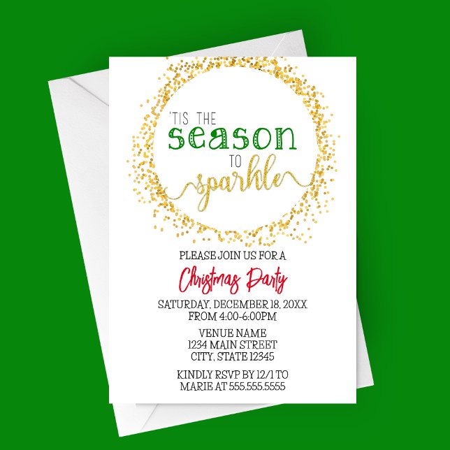 Invitation Saison de Sparkle Holiday Party Card (Tis the Season to Sparkle Christmas Party Invitation | Holiday Party Invitation )