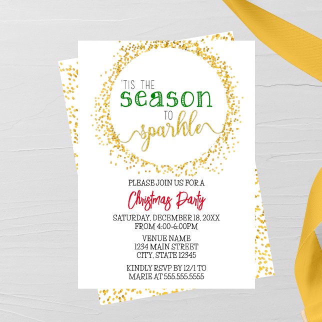 Invitation Saison de Sparkle Holiday Party Card (Créateur téléchargé)