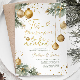 Invitation Saison d'être marié Gold Bauble Mariage de Noël
