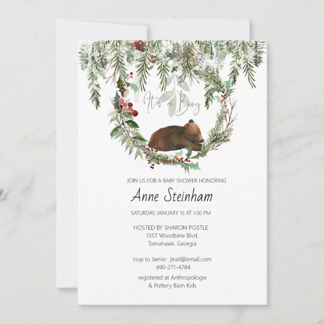 Invitation Saison d'hiver Bébé Garçon Douche (Devant)