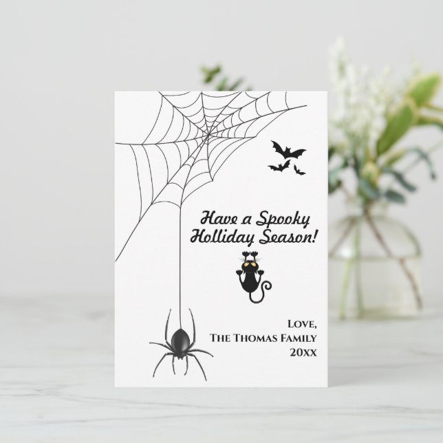 Invitation Saison Holliday d'Halloween noir et blanc moderne (Debout devant)