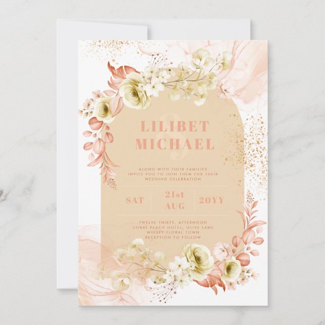 Invitation Saisons Chute Plus Tôt Mélange Boho Floral Mariage (Devant)