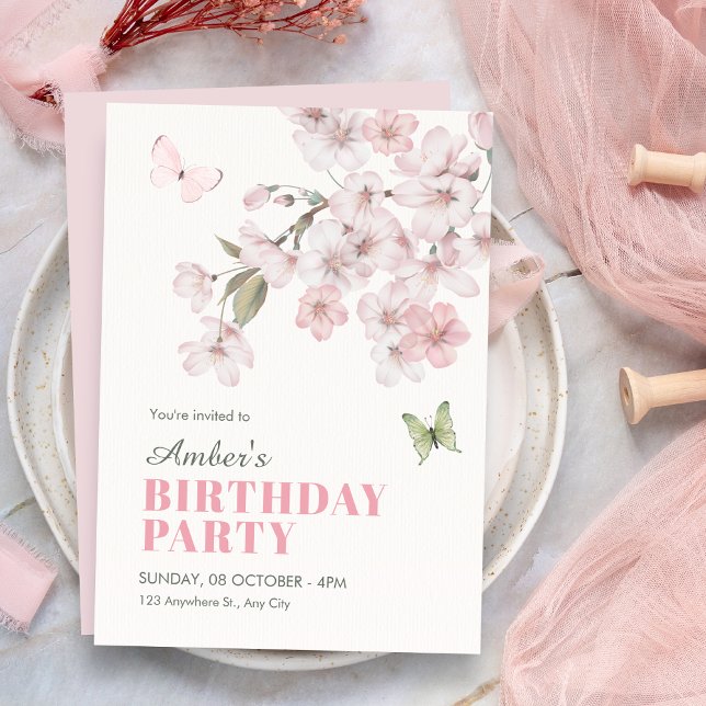 Invitation Sakura flowers bloom birthday (Créateur téléchargé)