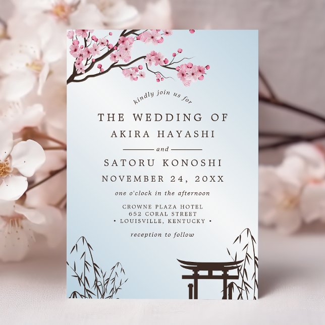 Invitation Sakura Japonaise Fleur de cerisier Mariage asiatiq (Créateur téléchargé)