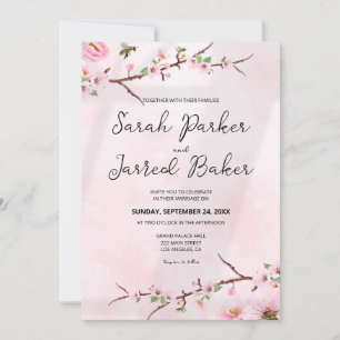 Invitation Sakura Japonaise Fleur de cerisier Mariage asiatiq