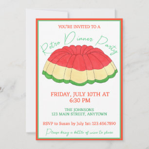 Invitation Salade Gelatin Vintage Retro Diner fêté Dessert