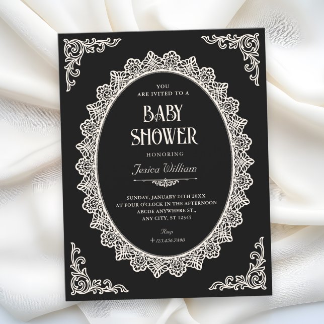 Invitation Salle de bain Dark Romance élégante pour bébé (Créateur téléchargé)
