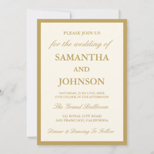 Invitation Salle de Bal Élégante Mariage Formel Ivoire Vintag